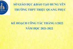 KẾ HOẠCH CÔNG TÁC THÁNG 01 NĂM 2022 05/01/22
