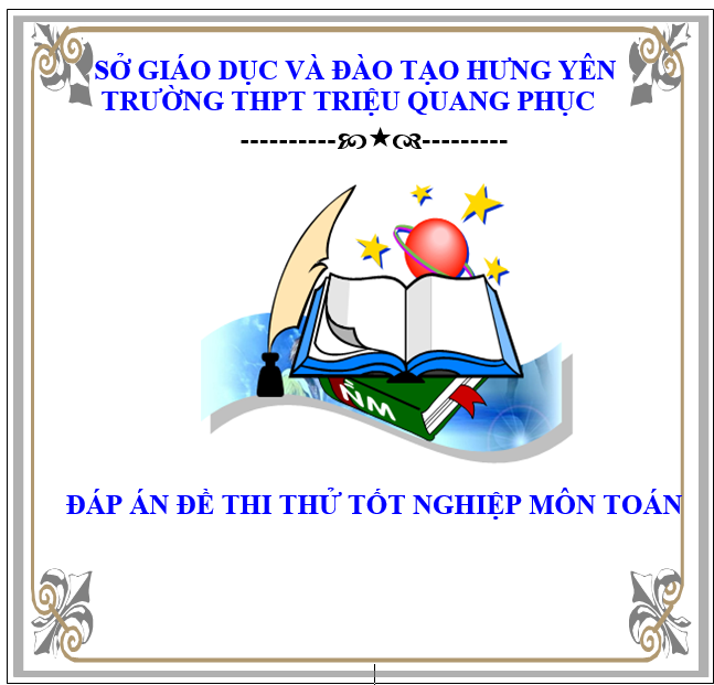 Đáp án đề thi thử tốt nghiệp môn Toán