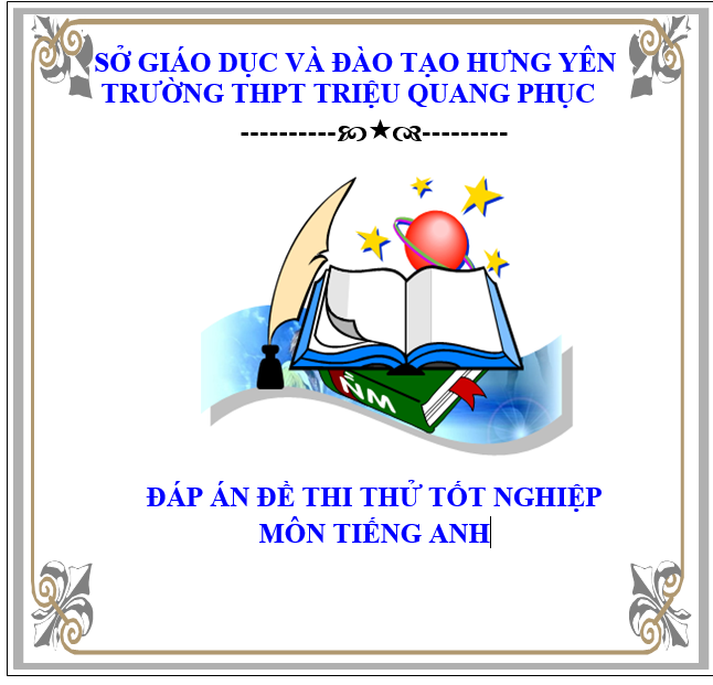 Đáp án đề thi thử tốt nghiệp môn Tiếng anh